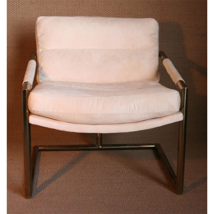 Pair of Metal Frame Lounge Chairs at 1stDibs