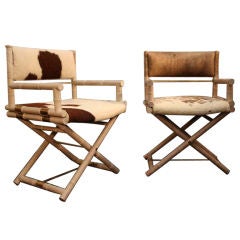Pair of Faux Bamboo and Brass Directors Chairs 4