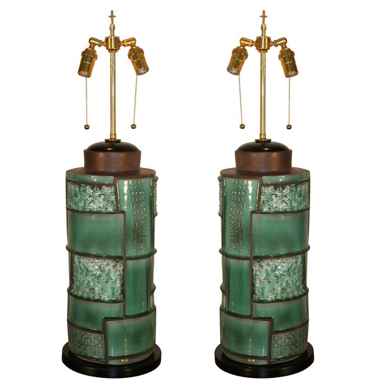 Pair of Modernist Swiss Ceramic Lamps