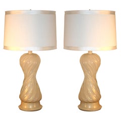 Pair of Barovier & Toso Murano  Glass Lamps