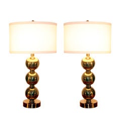 Pair of Brass Table Lamps by Paul Hanson