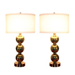 Pair of Brass Table Lamps by Paul Hanson