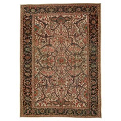 Ivory Field Antique Heriz Serapi Rug 6