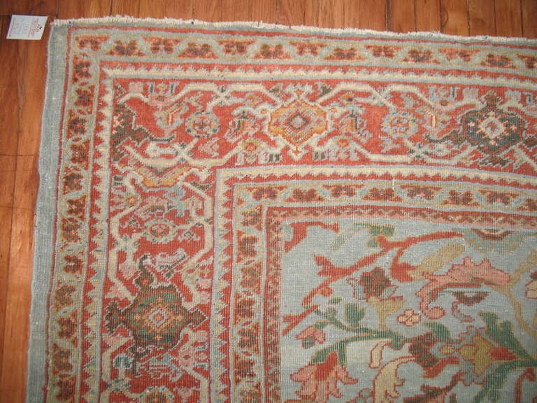 Adirondack Light Blue Persian Mahal Distressed Rug, early 20th century