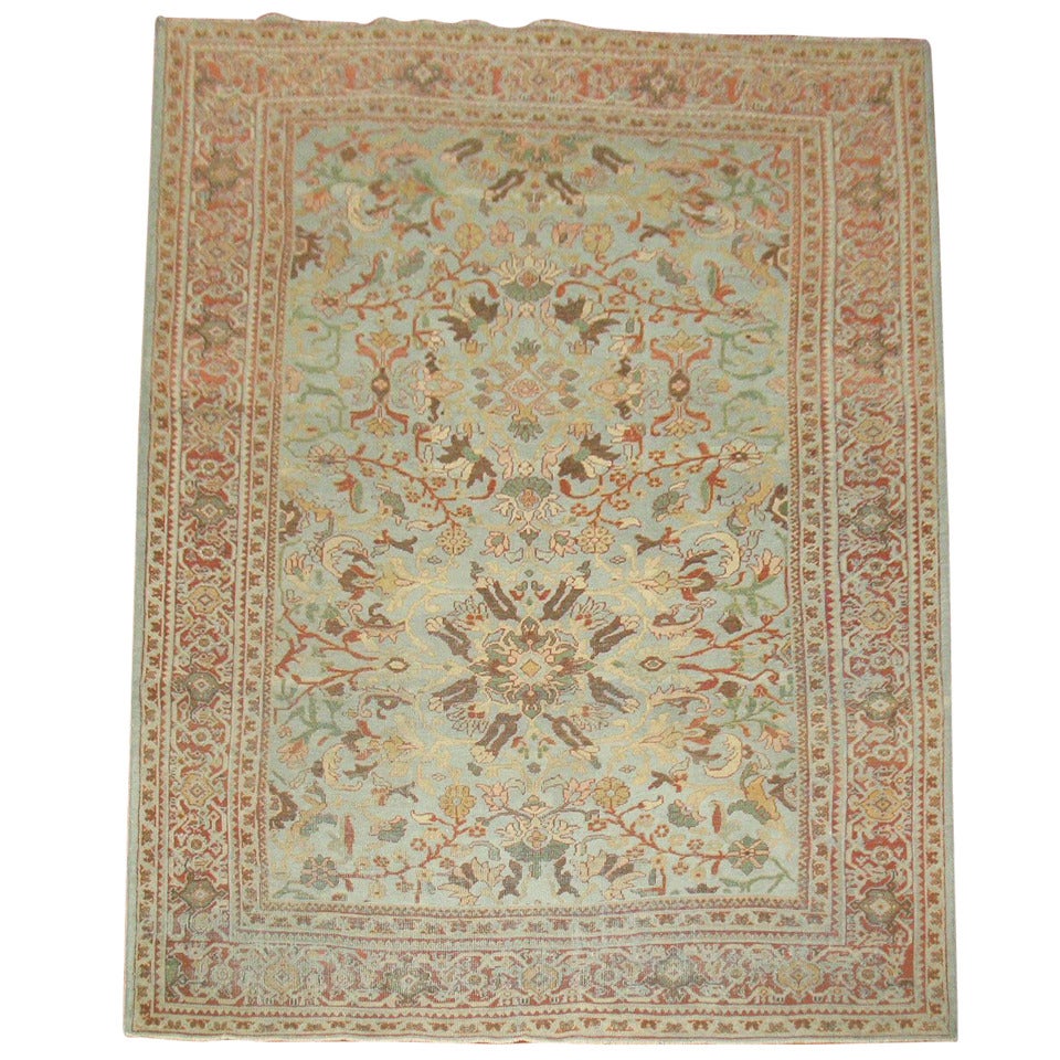 Light Blue Persian Mahal Distressed Rug, early 20th century