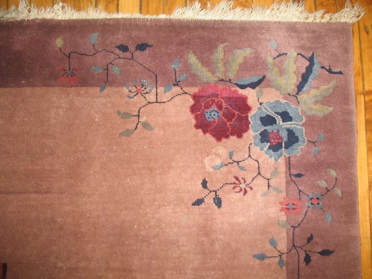 Chinese Art Deco Square Rug In Good Condition In New York, NY