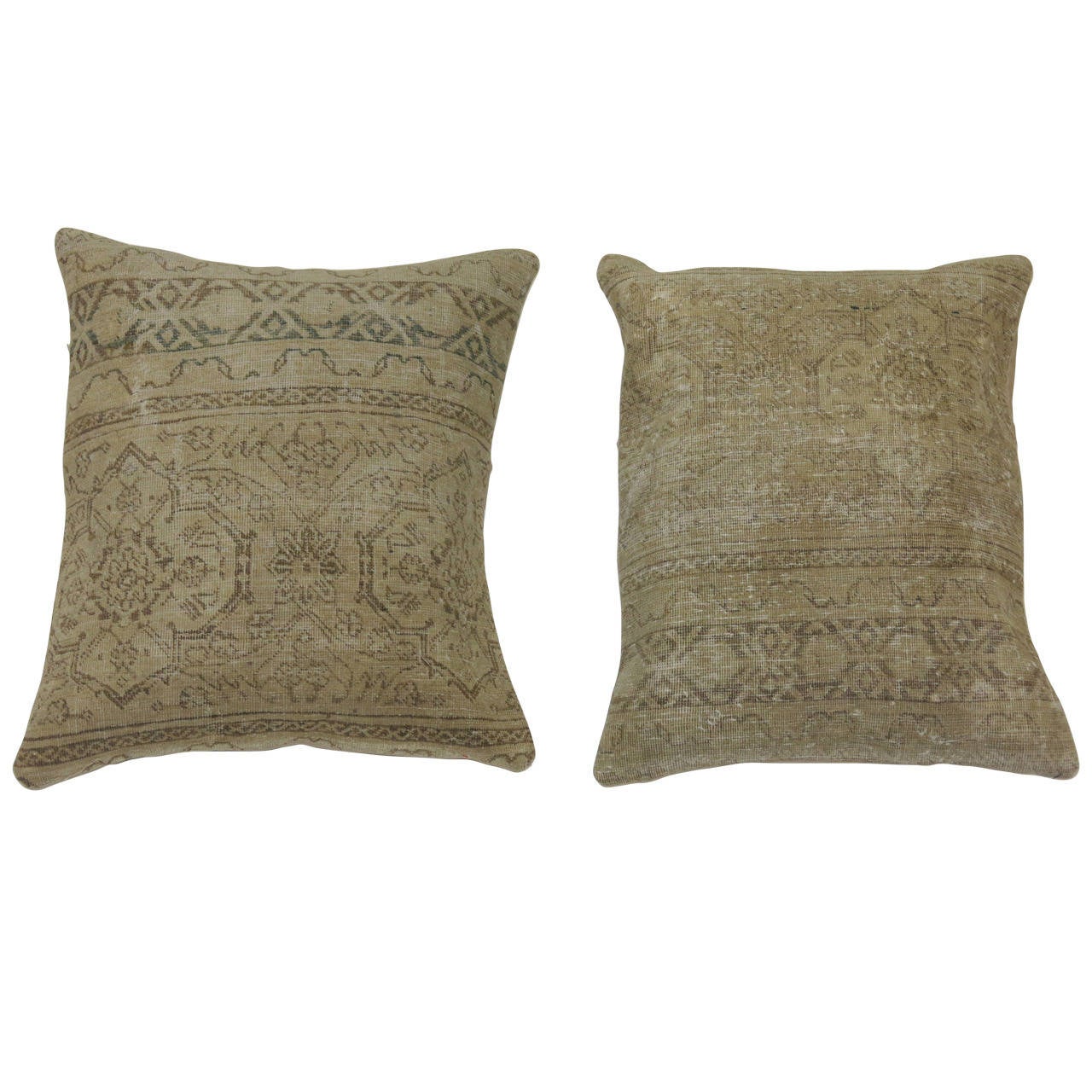 Set of Distressed Turkish Rug Pillows at 1stdibs