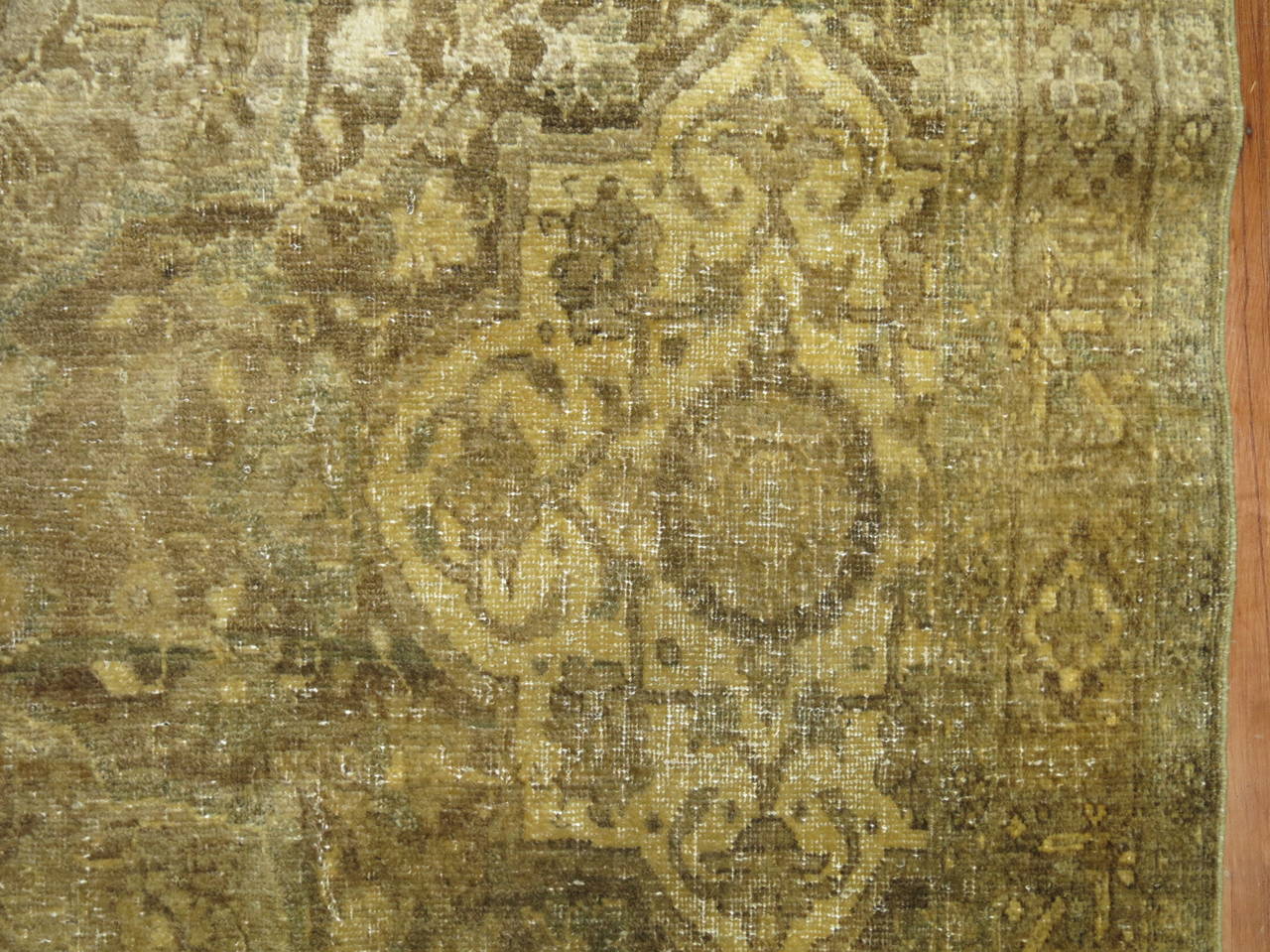 Agra Zabihi Collection Brown Gold Antique Persian Tabriz Rug For Sale