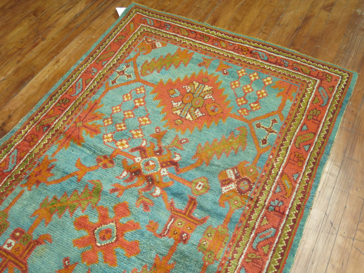 Antique Turkish Oushak Runner In Excellent Condition In New York, NY
