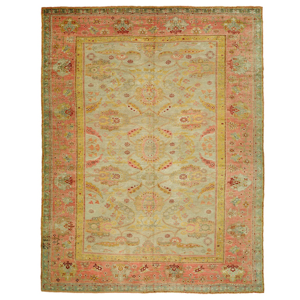 Antique Turkish Angora Oushak Rug