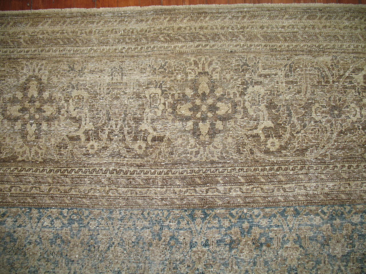 Antique Light Blue Persian Tabriz Rug 3