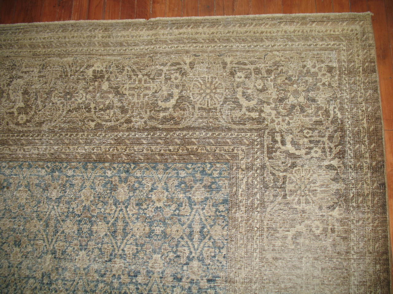 Antique Light Blue Persian Tabriz Rug 1