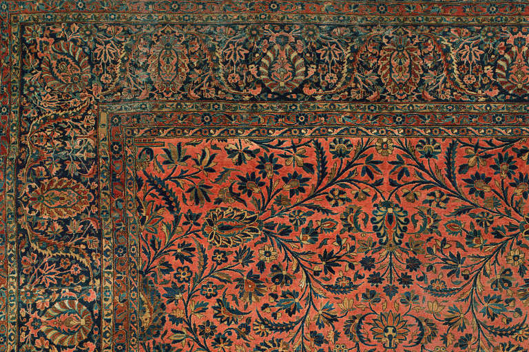 Late 19th century palace size Persian Kashan rug.