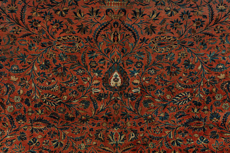 Romantic Antique Persian Kashan Rug