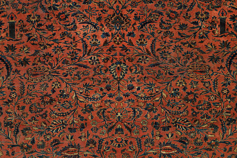 Hand-Woven Antique Persian Kashan Rug