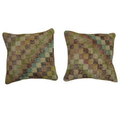 Pair of Turkish Checkerboard Pillows