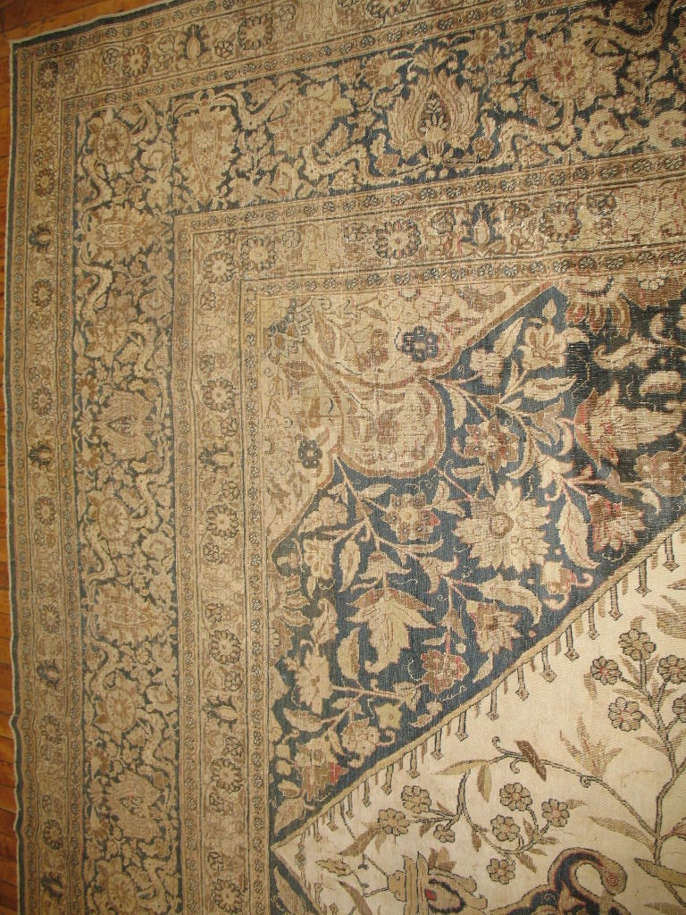 Wool Zabihi Collection Late 19th Century Antique Persian Tabriz For Sale