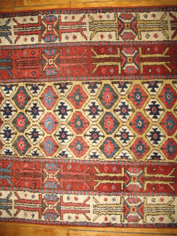 20th Century Tribal Geometric Antique Persian Kurdish Runner In Good Condition For Sale In New York, NY