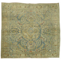Antique Aqua Blue Sarouk Rug 9
