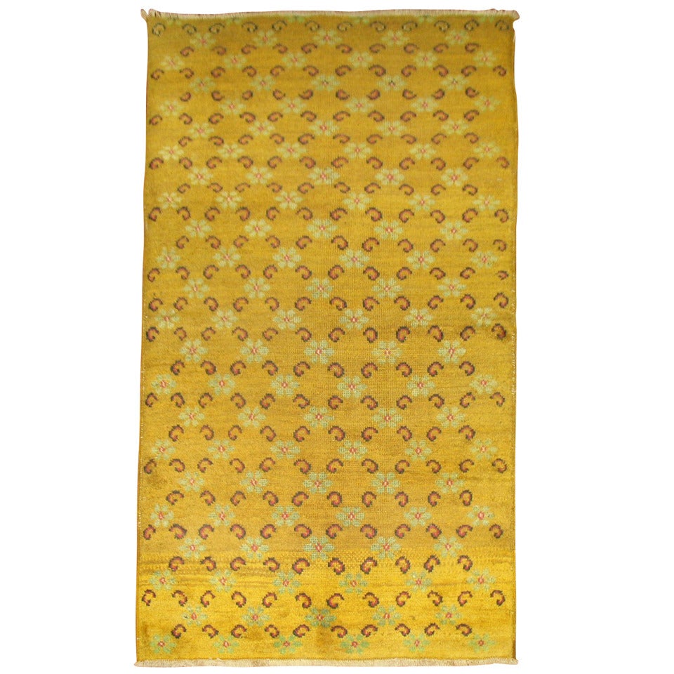 Vintage Turkish Yellow Anatolian Rug