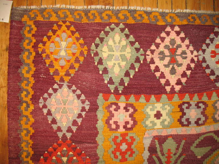 Scandinavian Inspired Vintage Turkish Kilim In Excellent Condition In New York, NY