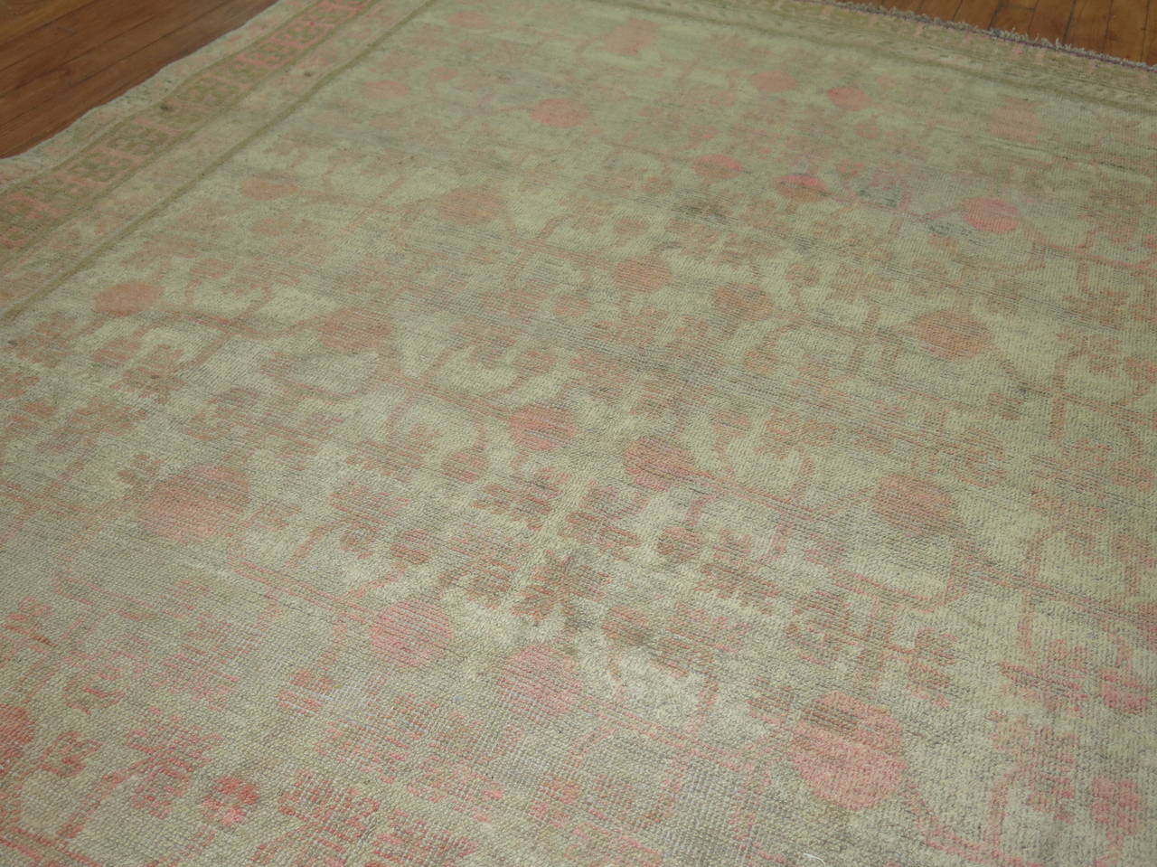 East Turkestani Gray and Pink East Turkestan Khotan Rug