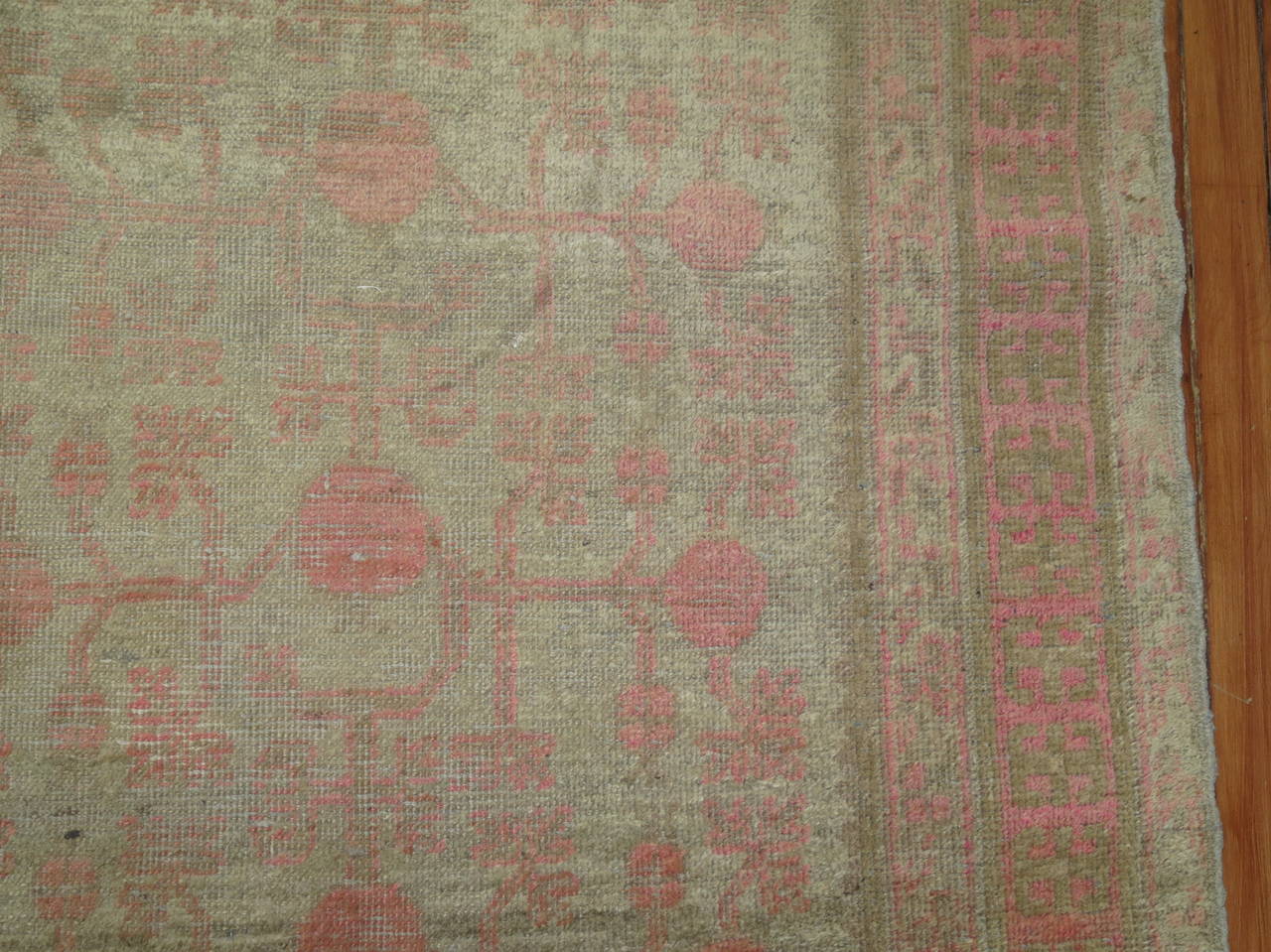 Gray and Pink East Turkestan Khotan Rug In Good Condition In New York, NY