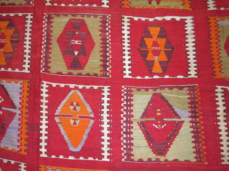 Hand-Woven Beautiful Large Antique Turkish Kilim For Sale