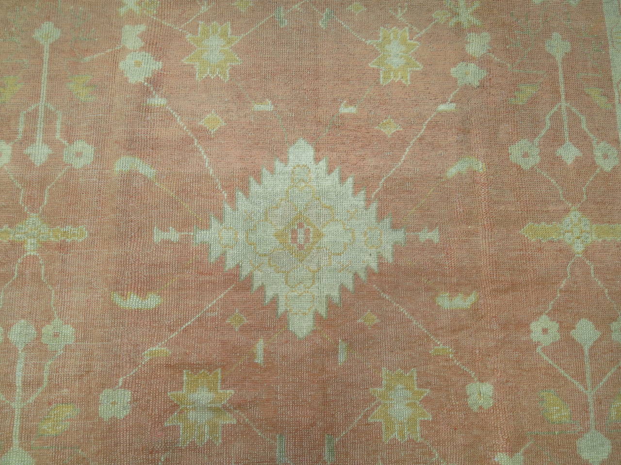 Antique Turkish Oushak Carpet For Sale 1