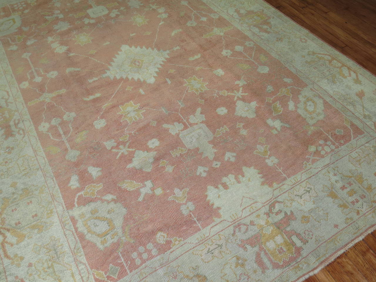 Mid-Century Modern Antique Turkish Oushak Carpet For Sale