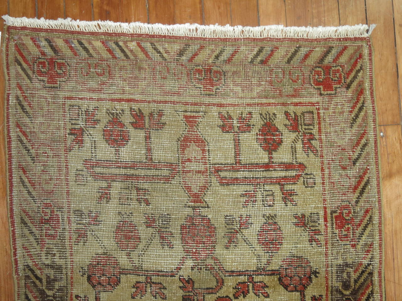 19th Century Antique Khotan Throw Rug In Fair Condition In New York, NY