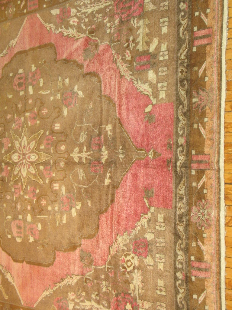 Hand-Woven Pink Turkish Kars rug