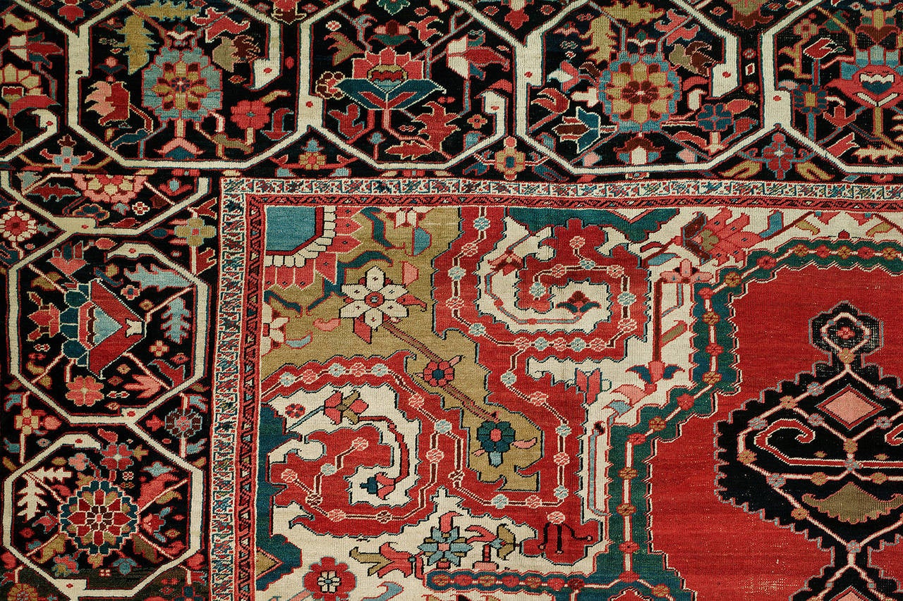 Hand-Woven Antique Persian Serapi Rug For Sale