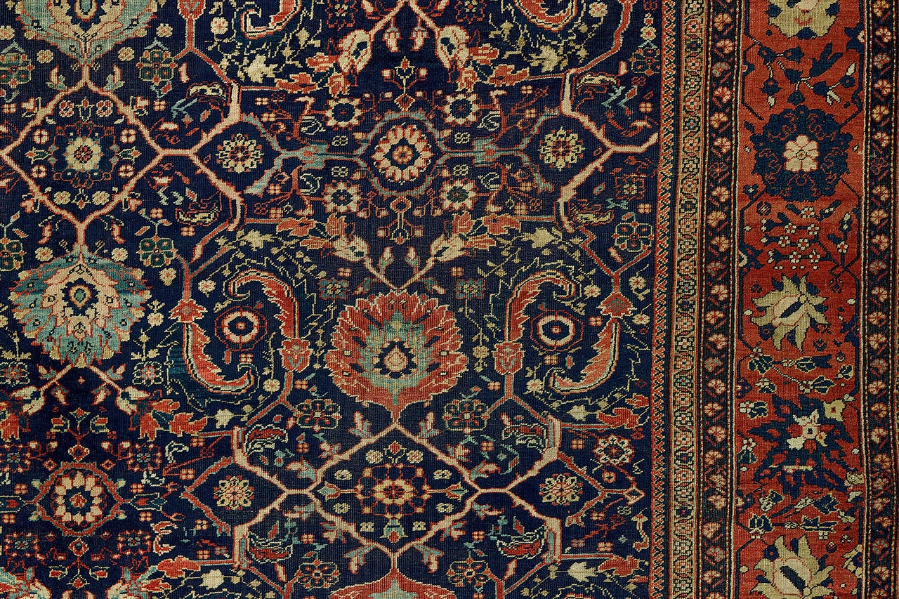 Perse Tapis traditionnel surdimensionné persan ancien en laine de Sultanabad Mahal en vente