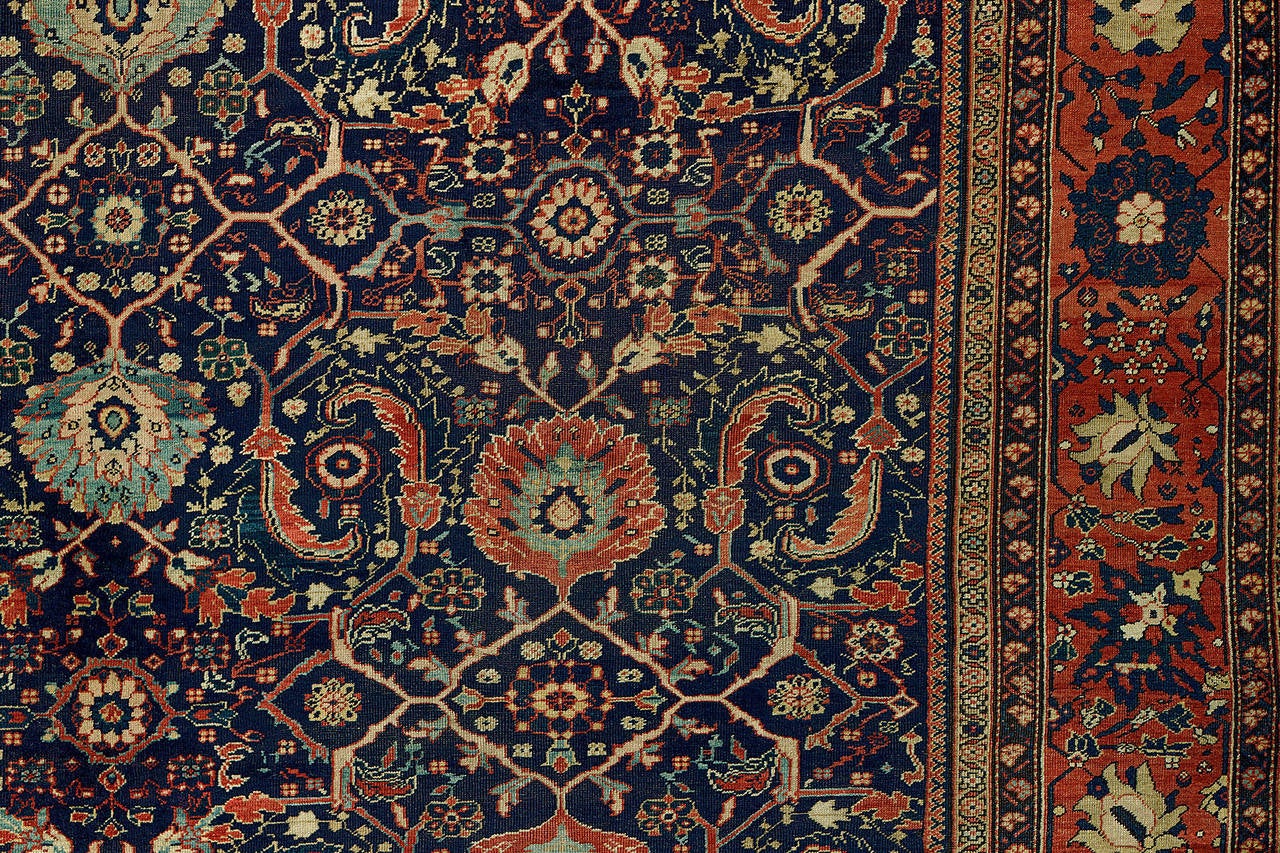 Traditioneller Sultanabad Mahal-Teppich aus antiker persischer Wolle in Übergröße (Persisch) im Angebot