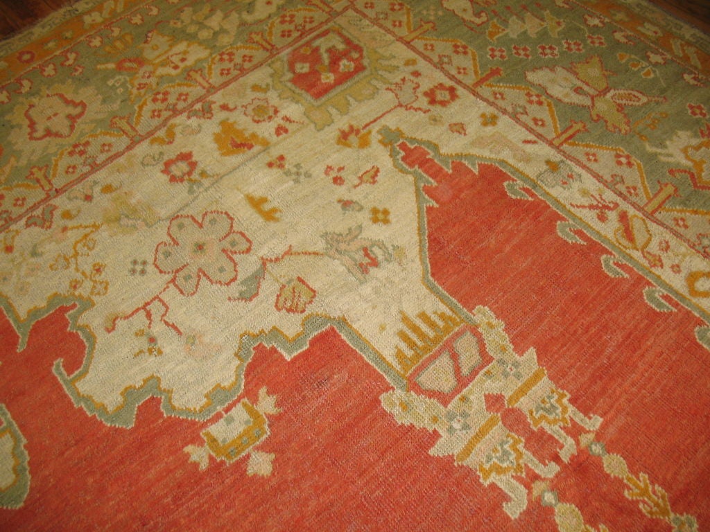 Turkish Antique Oushak Carpet For Sale 1