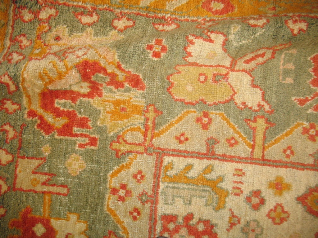 Zabihi Collection Turkish Antique Oushak Carpet For Sale 3
