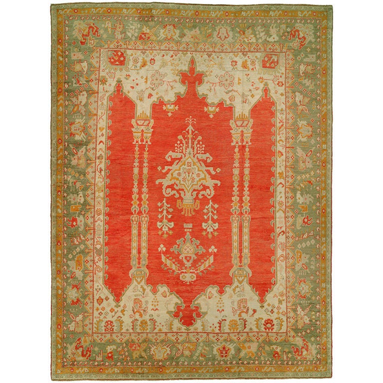Turkish Antique Oushak Carpet For Sale