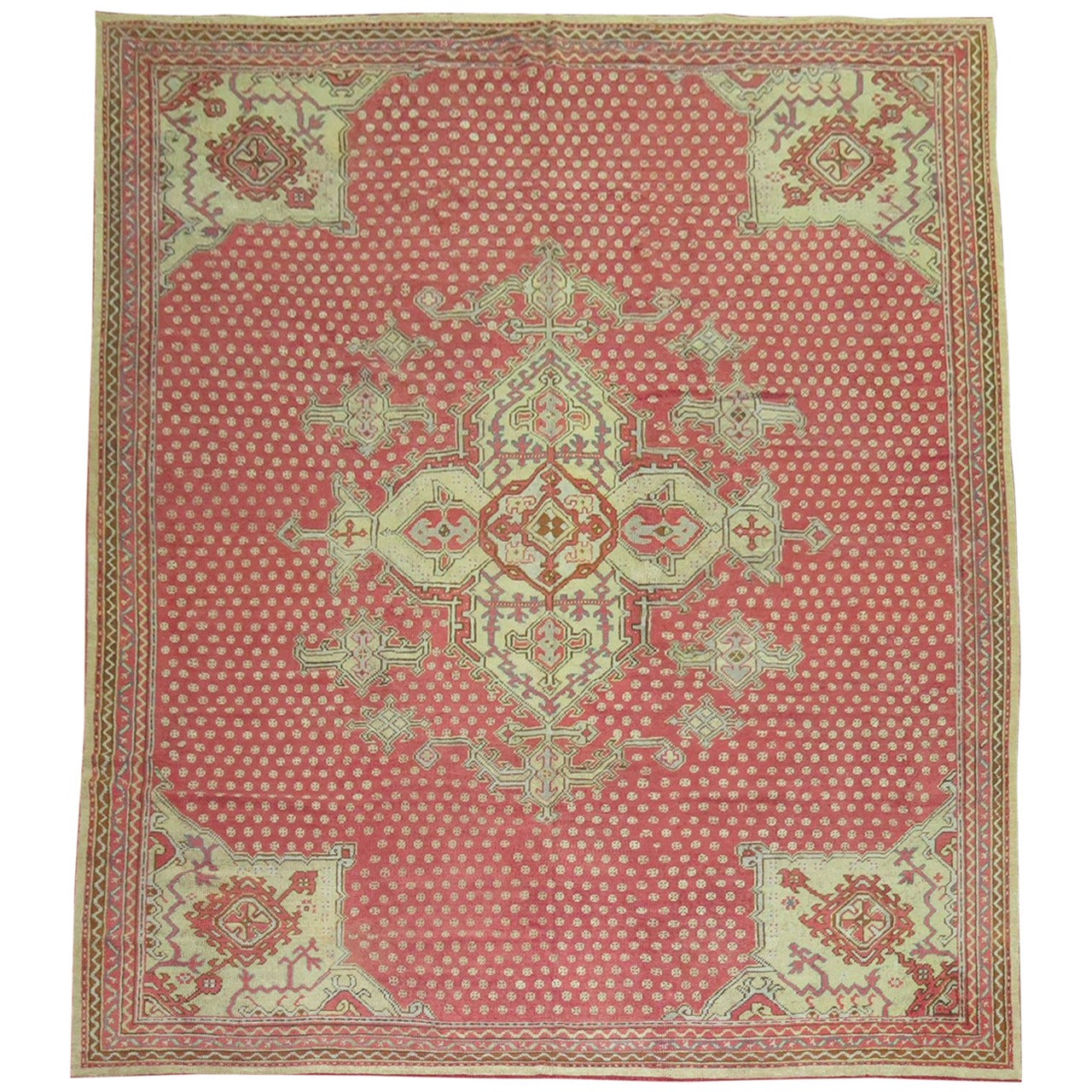 Antique Turkish Oushak Rug For Sale