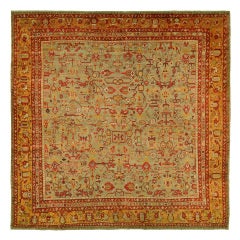 Antique Turkish Square Oushak Ghiordes Rug