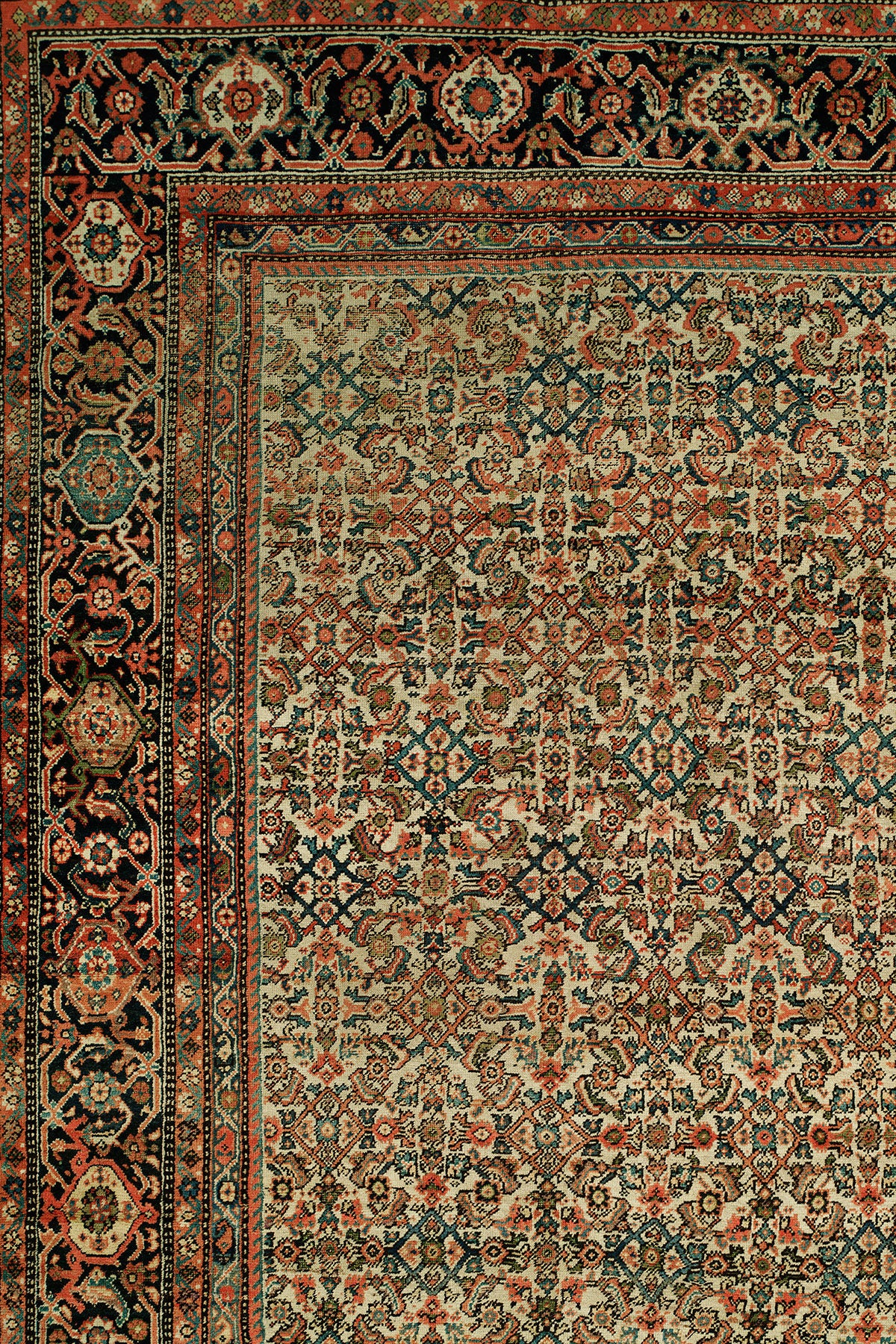 Hand-Knotted Antique Persian Ferahan Rug