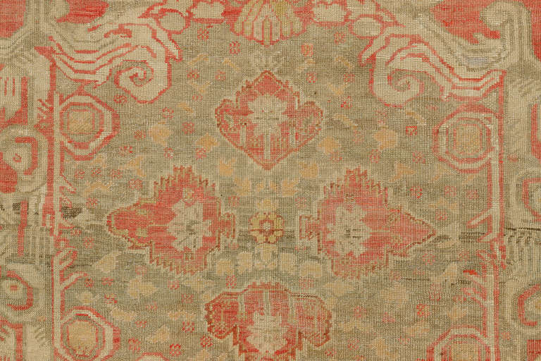 Hand-Knotted Floral Antique Turkish Ghiordes Rug For Sale