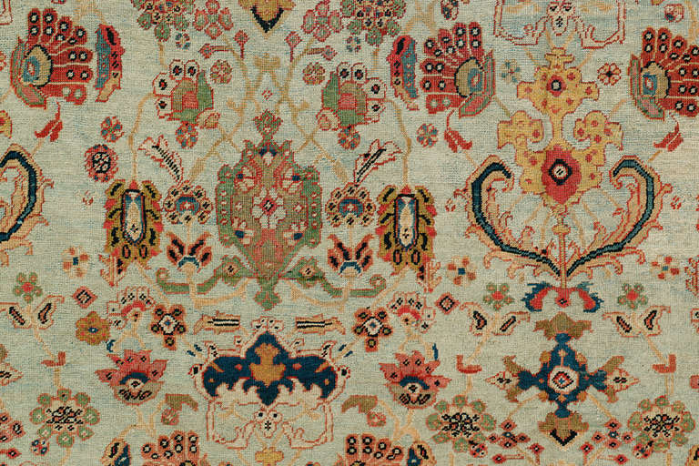 Sultanabad Turquoise Antique Persian Ferehan Rug