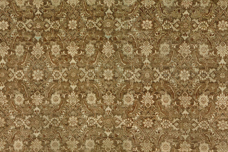 Perse Grand tapis carré persan Tabriz Brown du 20e siècle en vente