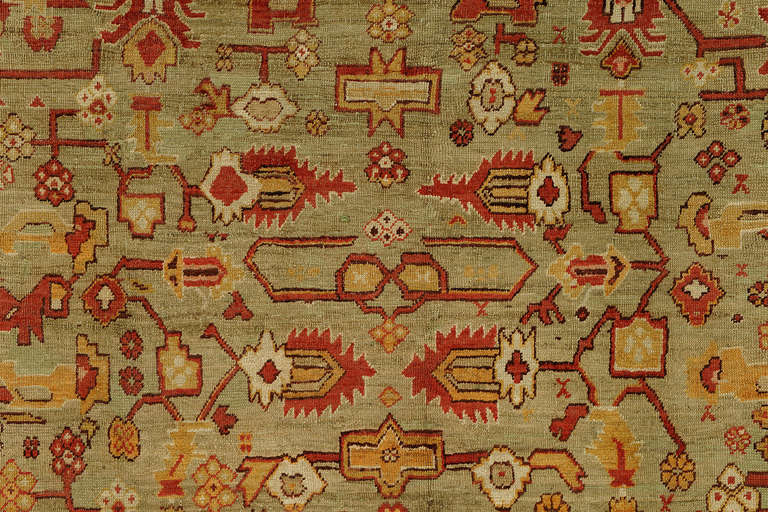Antique Turkish Square Oushak Ghiordes Rug