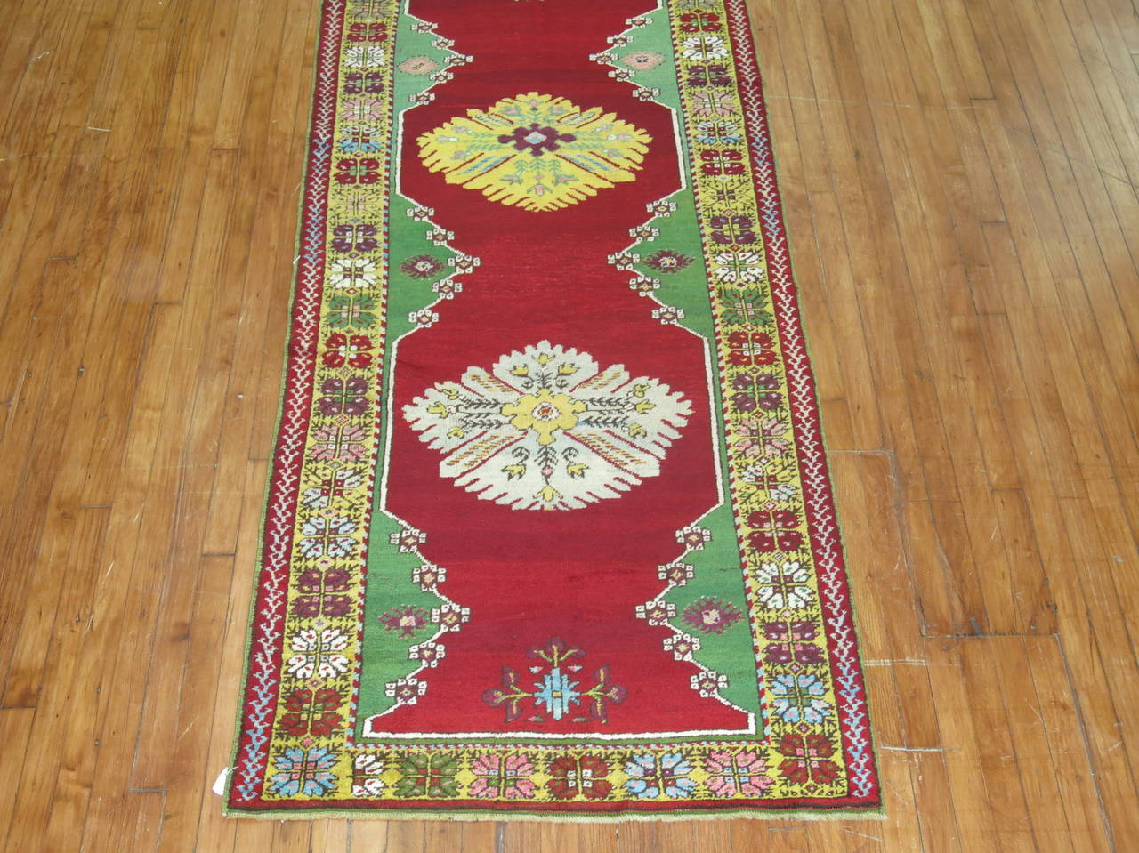 Anglo-Japanese Colorful AntiqueTurkish Melas Runner For Sale