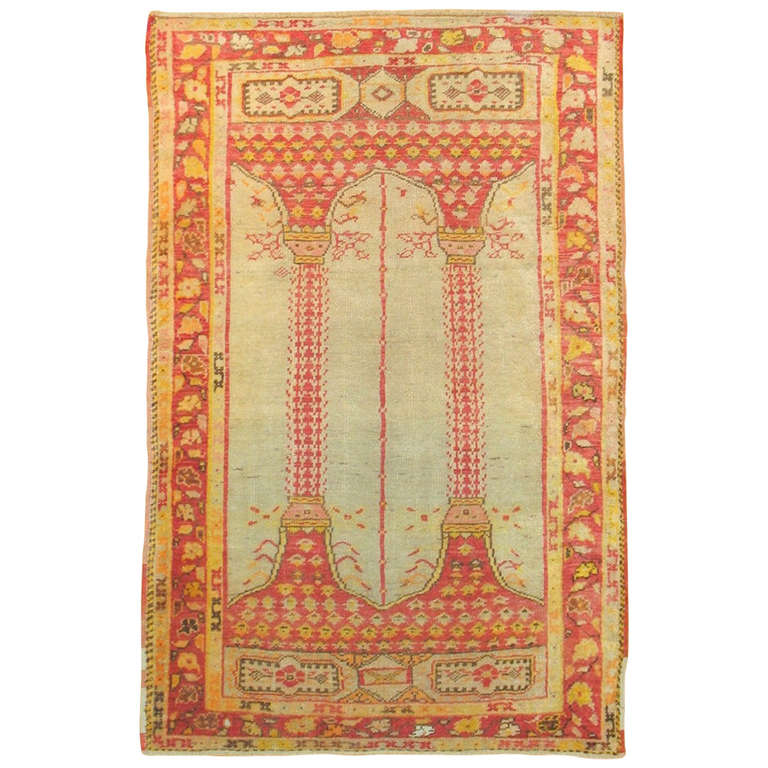 Vintage Turkish Oushak Prayer Rug at 1stDibs