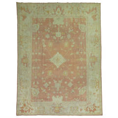 Antique Turkish Oushak Carpet 6