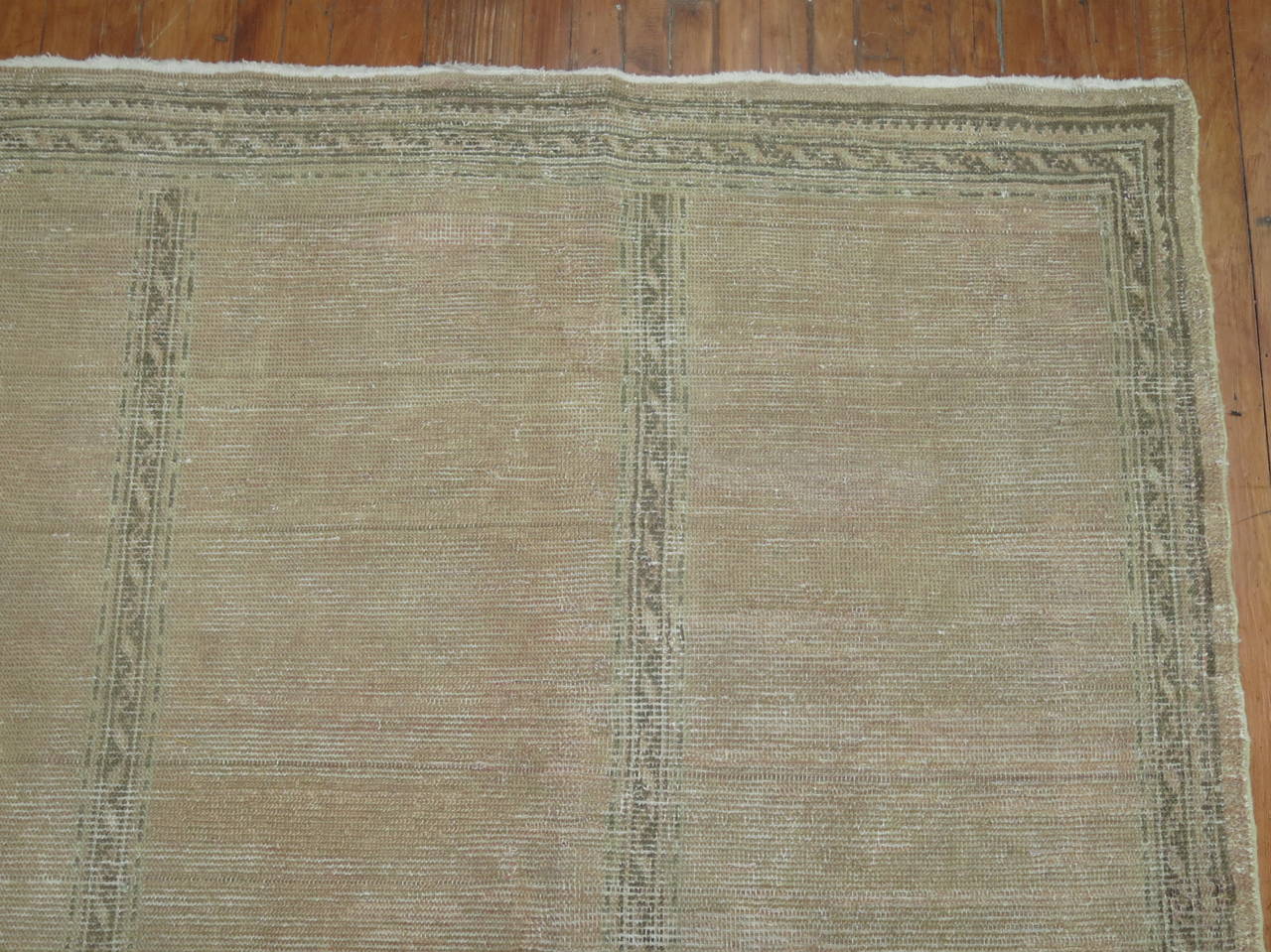 Hand-Knotted Shabby Chic Antique Turkish Oushak Rug For Sale