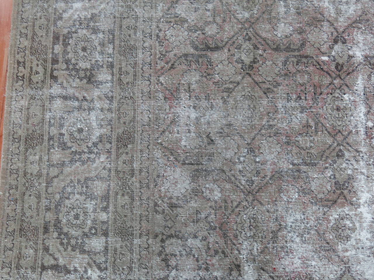 Turkish Distressed Antique Persian Tabriz Rug